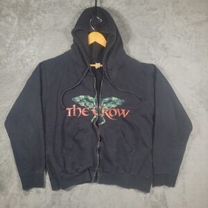 Vintage The Crow Zip Hoodie Men XL Black True Love Never Dies Movie Graphic Rare